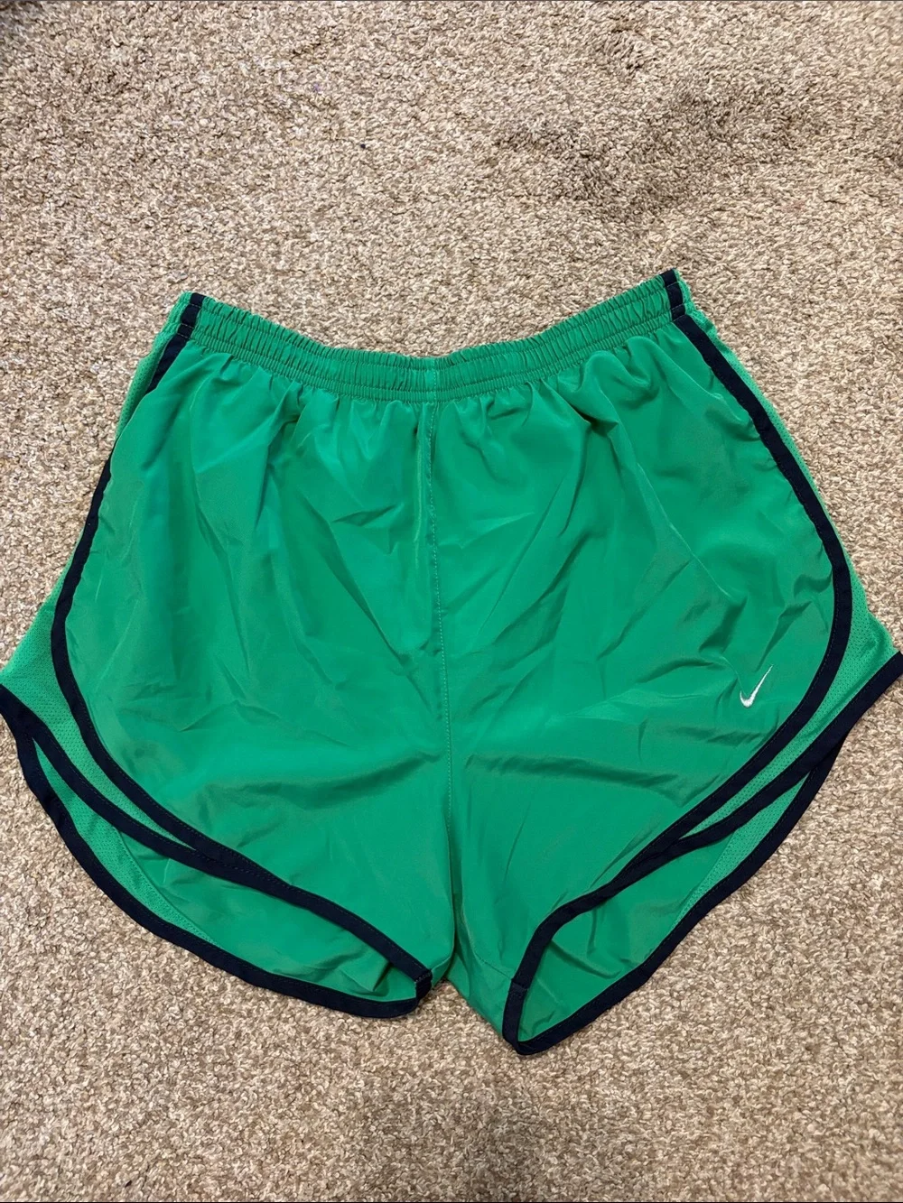 Nike Women's Green Running Shorts with Navy Trim